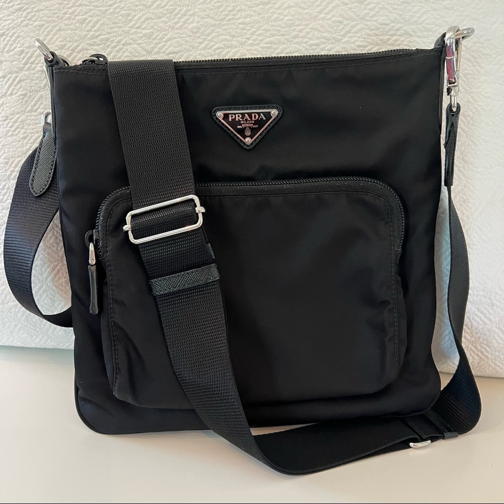 Prada Tessuto Nylon Sport Black Messenger Crossbody Bag